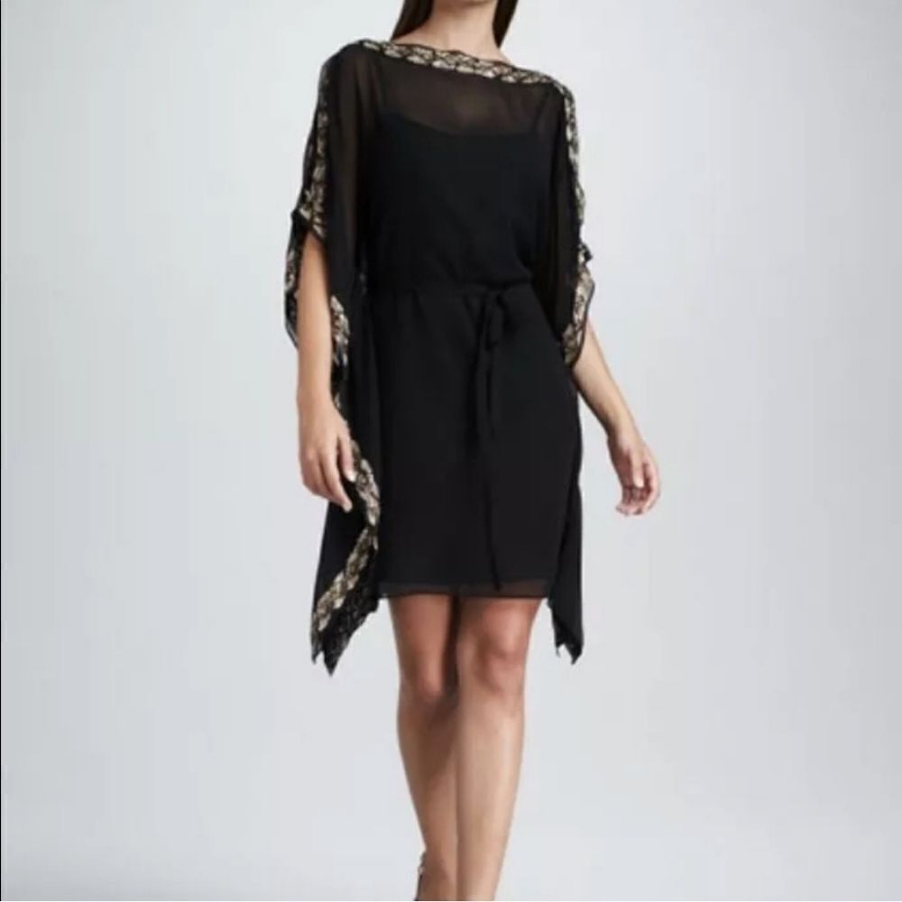 Aidan‎ Mattox Sheer Beaded Chiffon Kaftan Style Dress See Details for Size